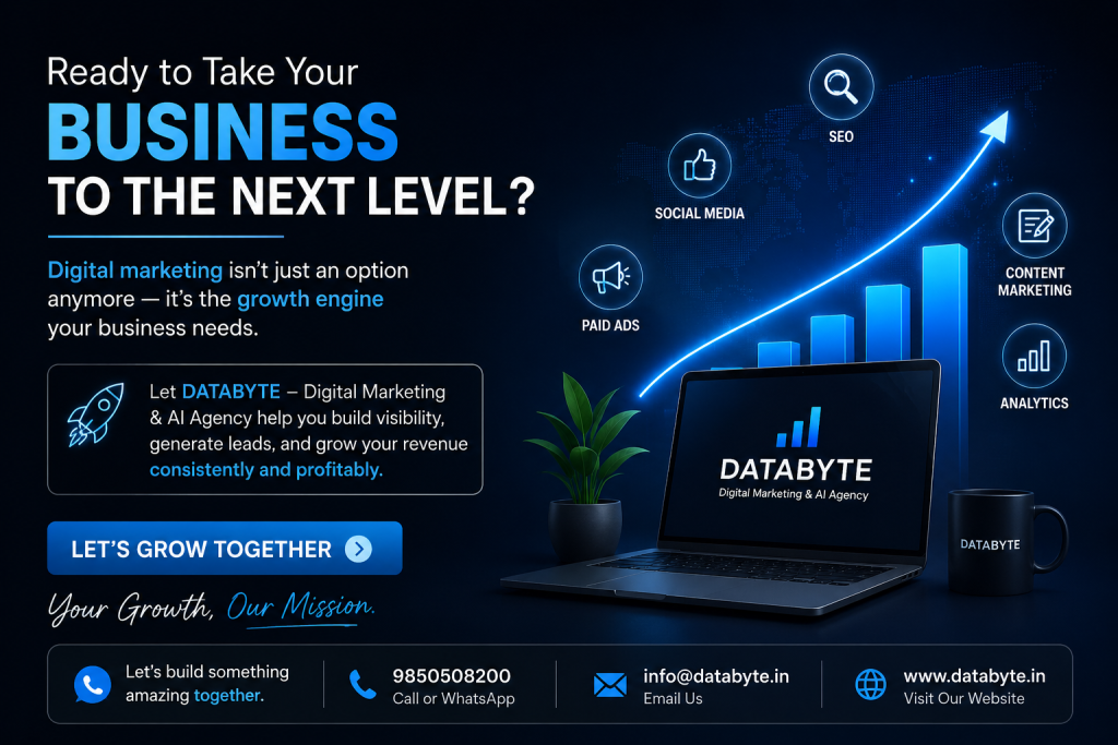 Databyte digital marketing agency helping businesses grow through SEO, paid ads, social media, content marketing, and analytics